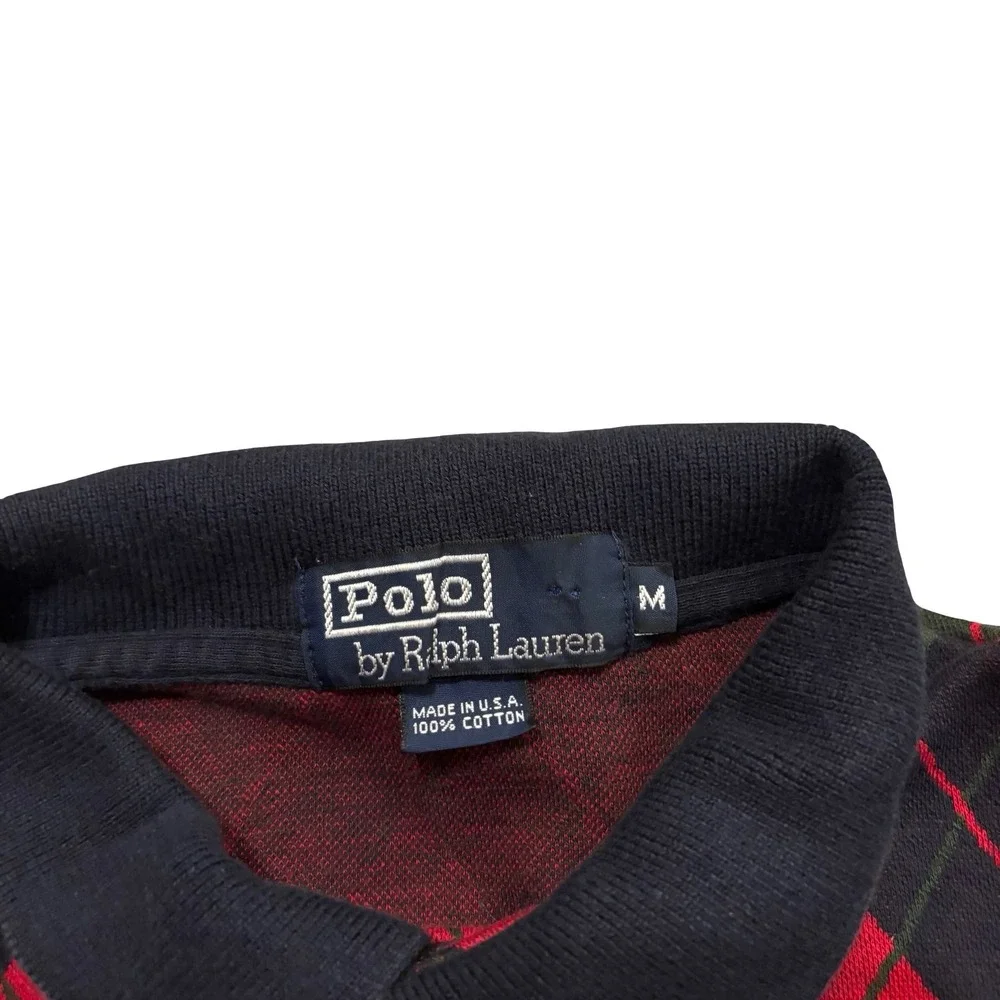 Polo Ralph Lauren Mens Argyle Long Sleeve Polo Shirt Red Green Navy Blue Size M